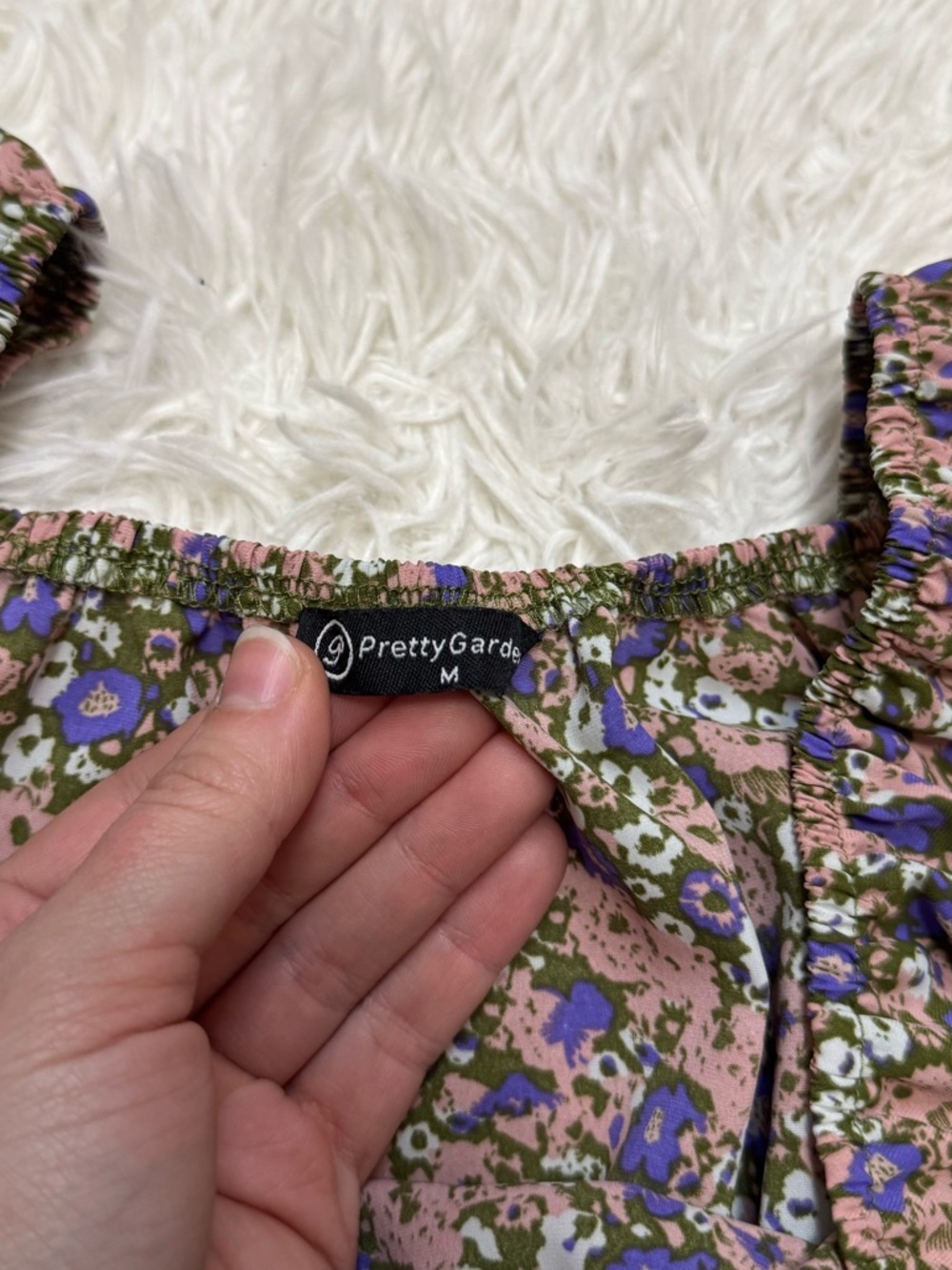 Smocked Waist High-Low Floral Dress in Lavender Mix - Picture 5 of 6